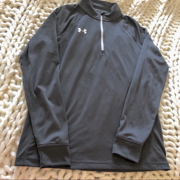 under armour Mens gray loose heatgear 1/2 zip up - Picture 3 of 5